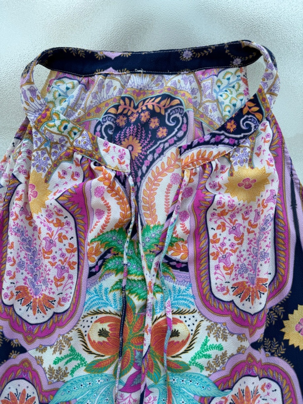 Rose + Olive Multi-Color Paisley Floral Print Sleeveless Blouse Women’s XL or L - Picture 6 of 8